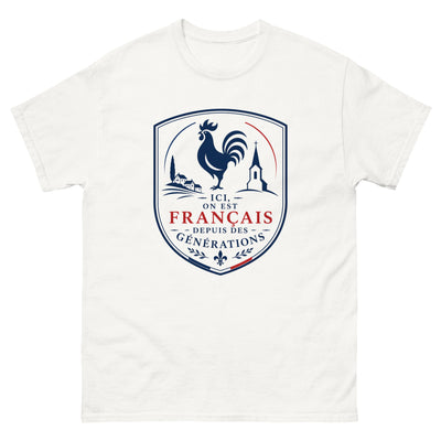 Ici, on est français depuis des générations — T-shirt unisexe blason