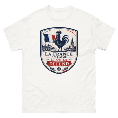 La France, on l'aime et on la défend — T-shirt unisexe blason ancien