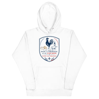 Au nom du pain, du fromage et du cochon — Sweat à capuche unisexe blason