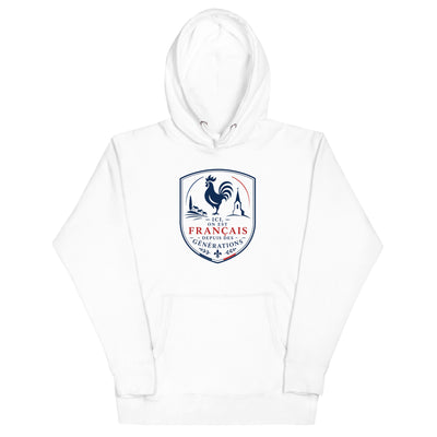 Ici, on est français depuis des générations — Sweat à capuche unisexe blason